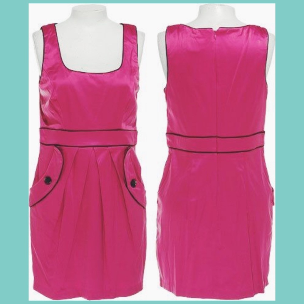Vintage 90’s Style Pink Stretch Pleated Dress - Picture 1 of 8